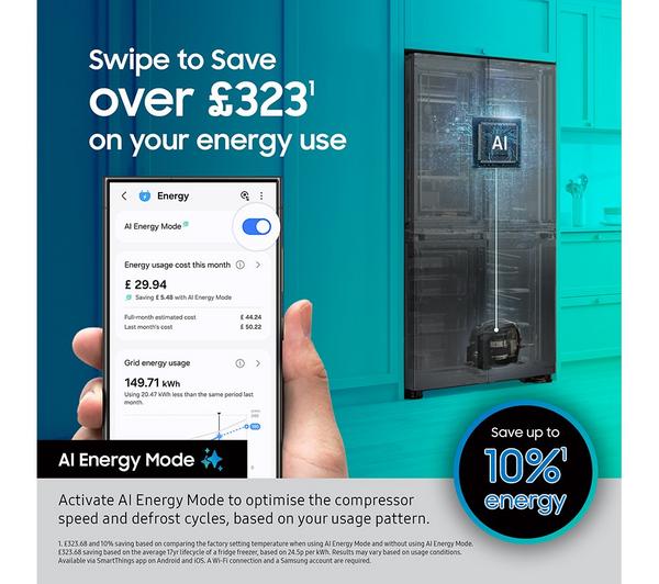 SAMSUNG Series 6 SpaceMax RS70F65KET American-Style Smart Fridge Freezer - Silver - Image 5