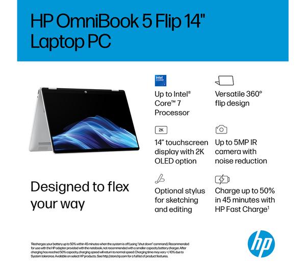HP OmniBook 5 Flip 14" 2 in 1 Laptop - Intel® Core™ i3, 512 GB SSD, Silver - Image 4