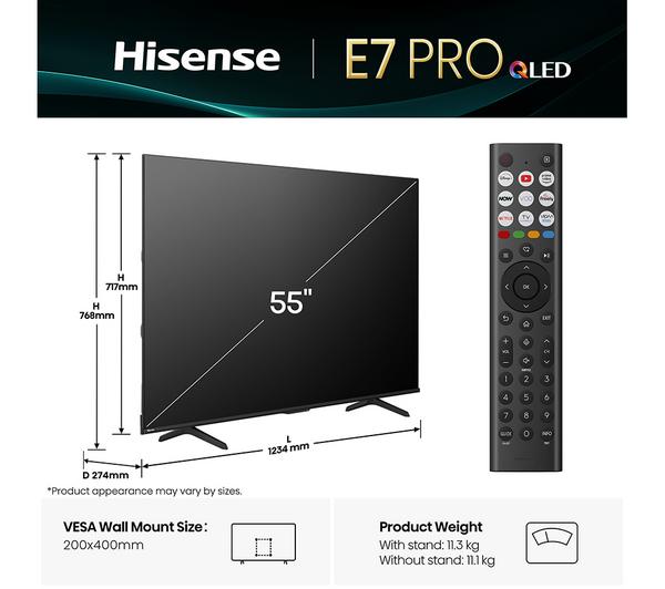 HISENSE E7Q PRO 55" QLED 4K HDR Smart TV with Freely - 55E7QTUK PRO - Image 2