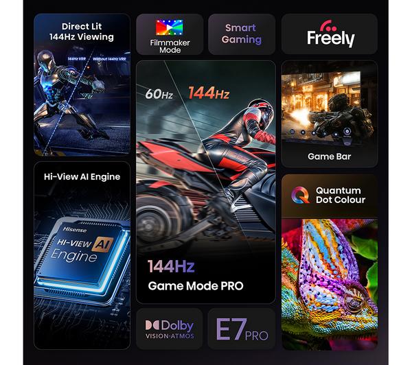 HISENSE E7Q PRO 55" QLED 4K HDR Smart TV with Freely - 55E7QTUK PRO - Image 3