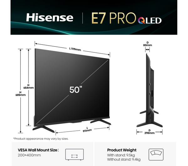 HISENSE E7Q PRO 50" QLED 4K HDR Smart TV with Freely - 50E7QTUK PRO - Image 3