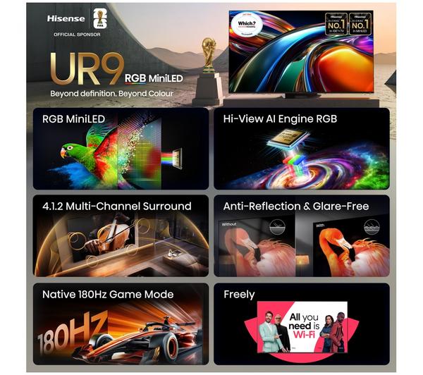 HISENSE 75UR9STUK 75" Smart 4K Ultra HD HDR RGB Mini LED TV - Image 3