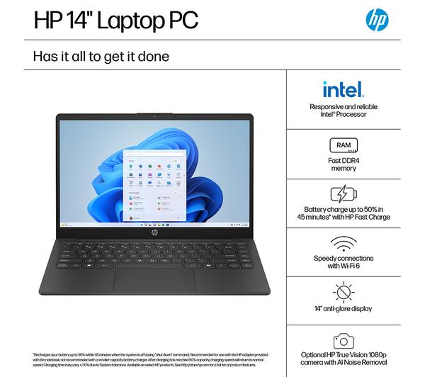 HP 14-ep2500sa 14" Laptop - Intel® N150, 128 GB UFS, Jet Black - Image 4